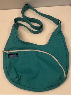 Kavu Teal Crossbody Sling Bag with Cream Trim